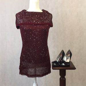 Antonio Melani Sequin Top, Maroon/Burgandy, Size S